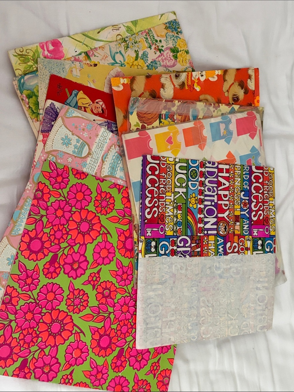Vintage Wrapping Paper - Lot of 12 Sheets - 1970s / 1980s